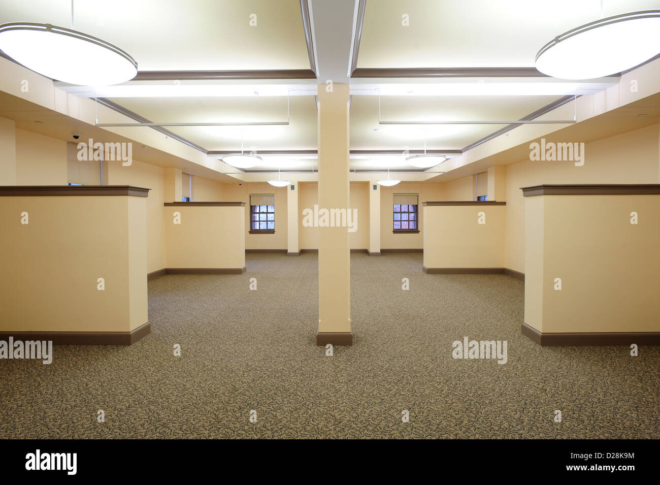 Empty symmetrical office space unfurnished Stock Photo