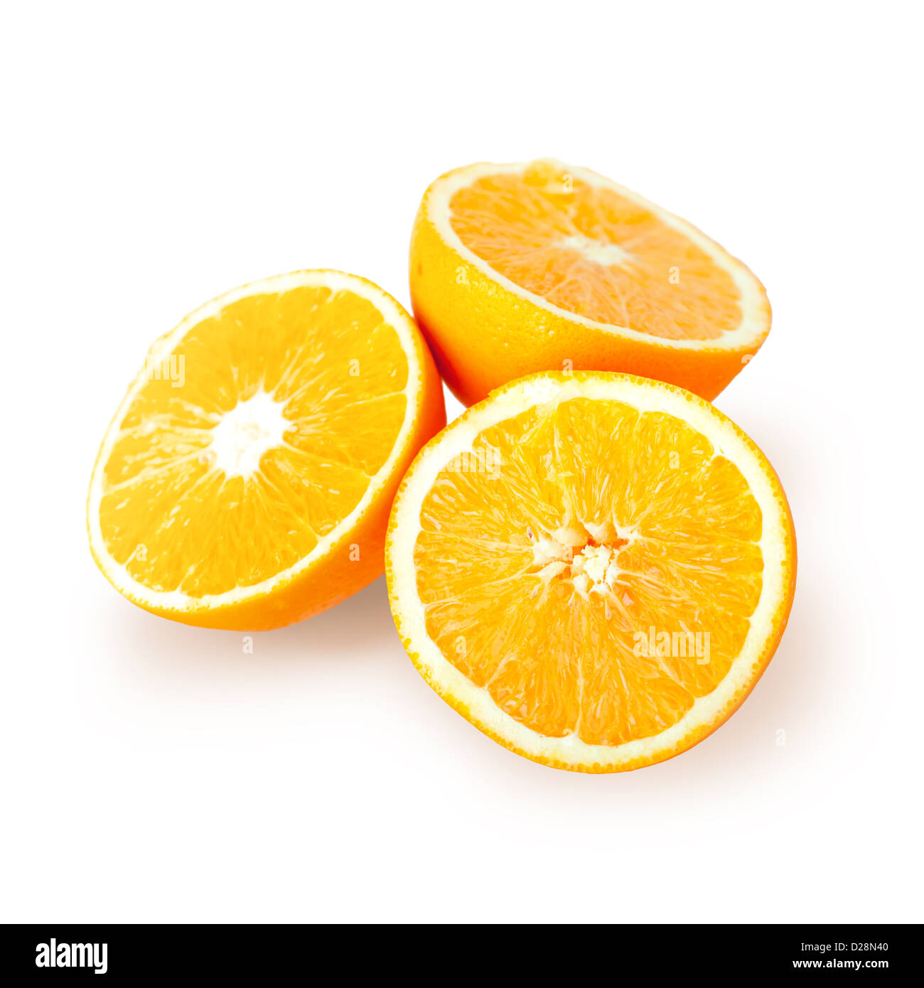 Sliced fresh orange fruit isolated on white background Stock Photo