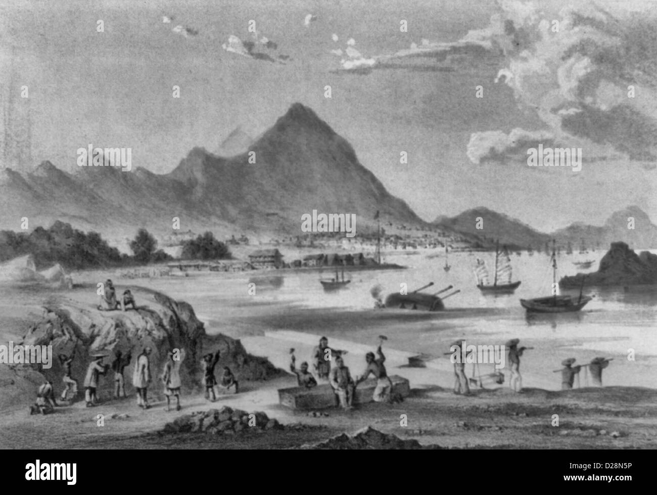 View of Hong Kong from East Point, circa 1856 Stock Photo
