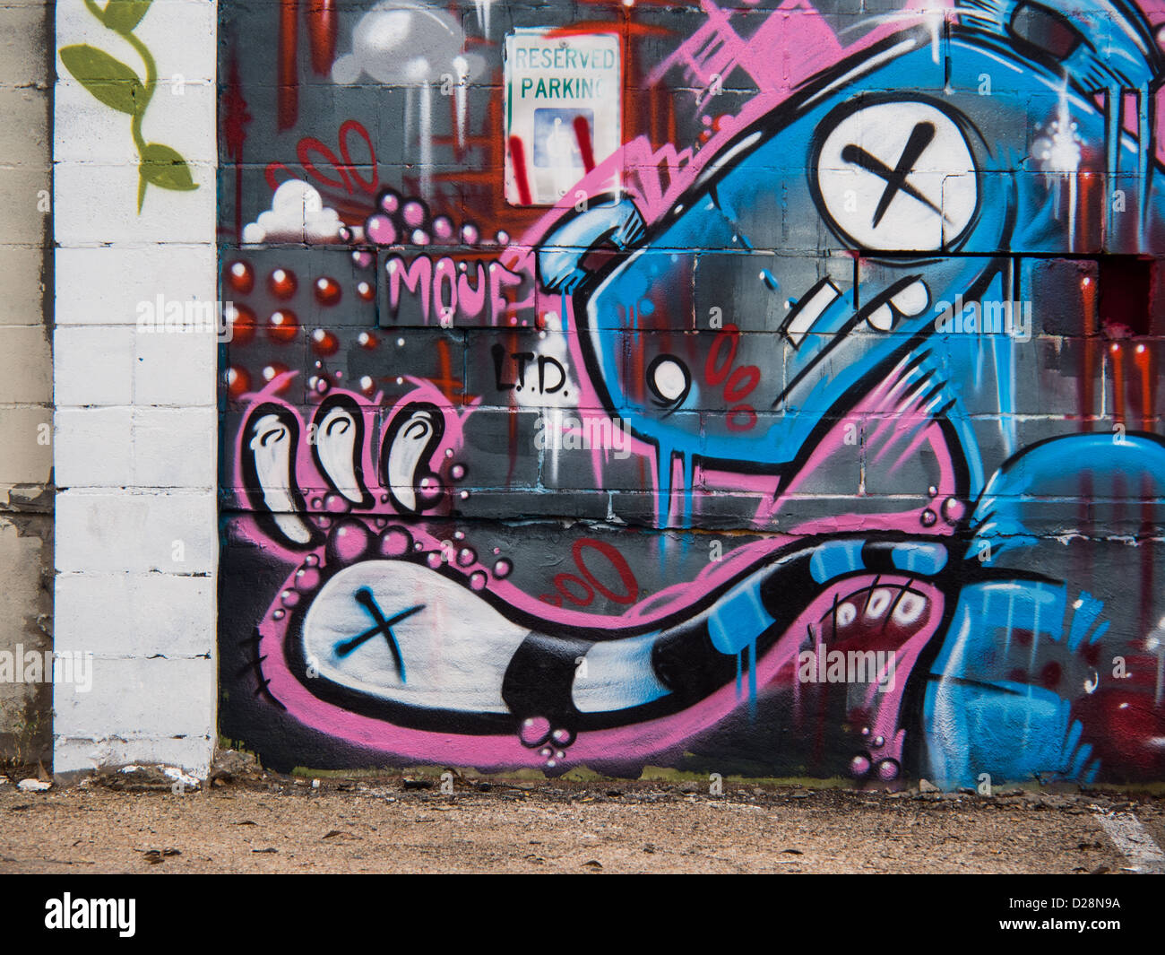 Graffiti In Austin Texas By The Artist Mouf Stock Photo Alamy