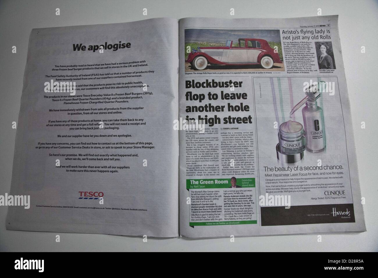 London, UK. 17th January 2012 The supermarket Tesco has placed full