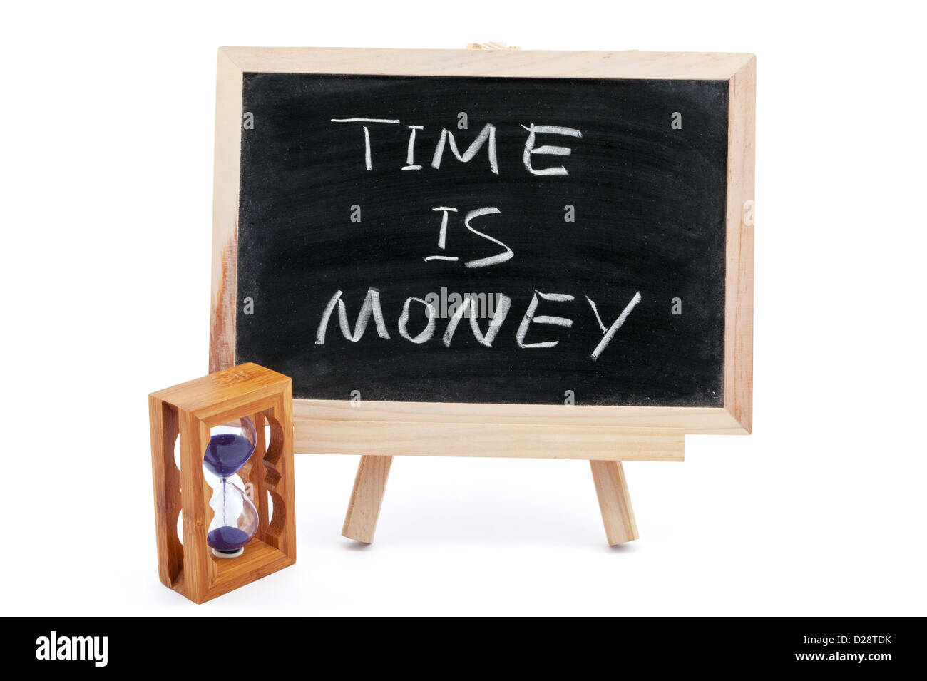 "Time is money" saying written on blackboard Stock Photo Alamy