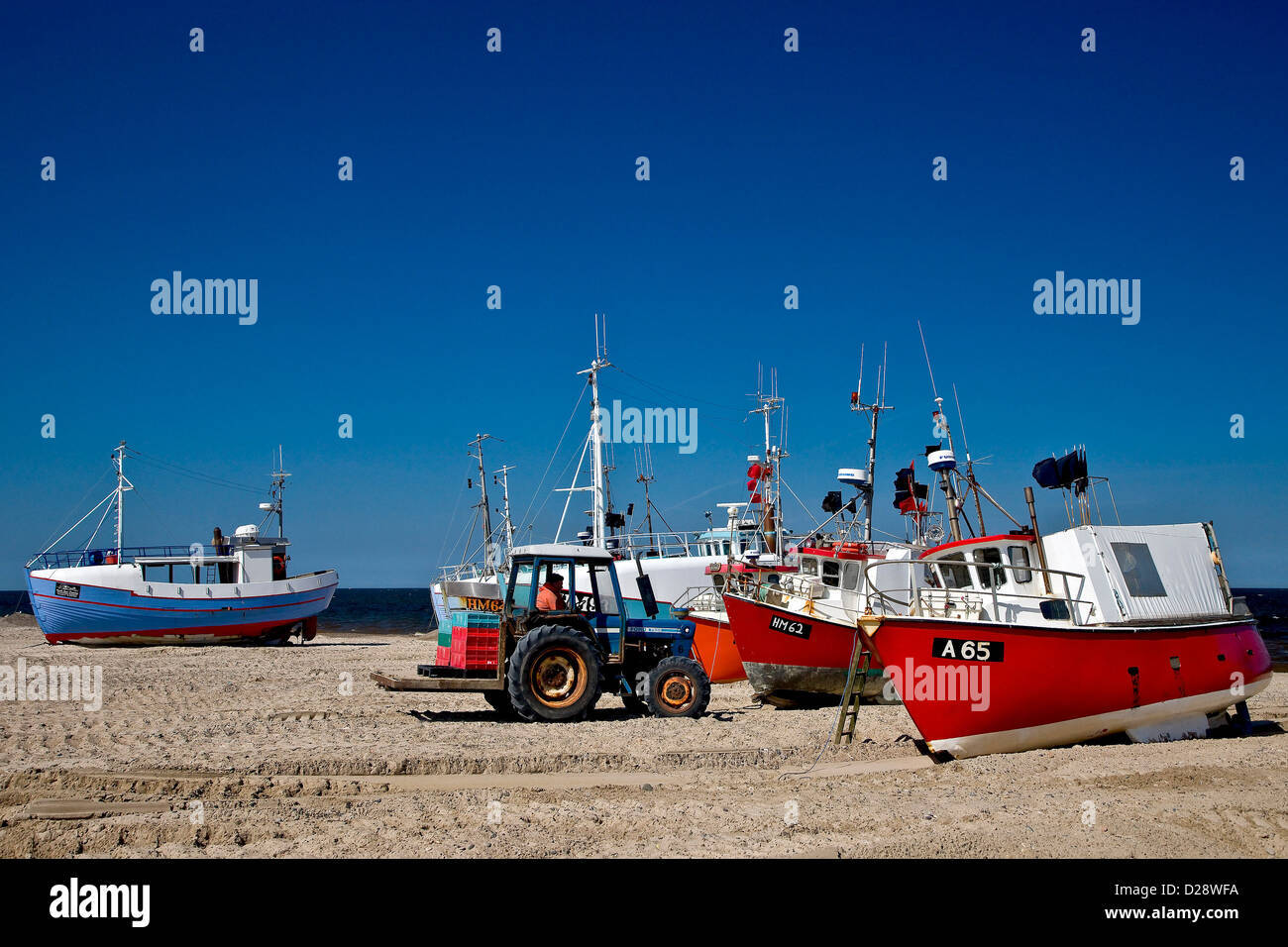 Fishing cutters standing on the bea Stock Photo