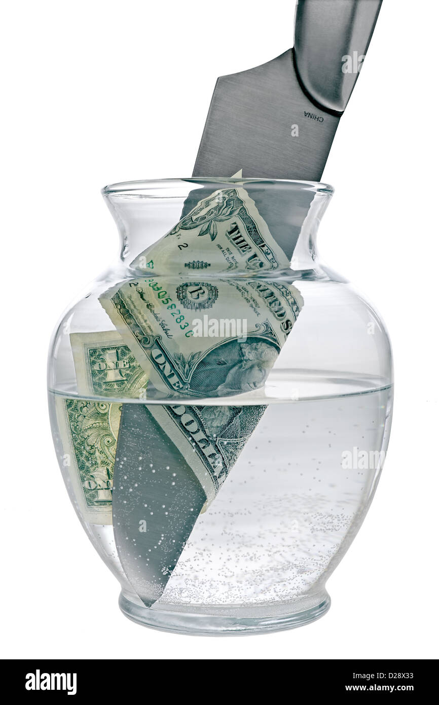 vase with sinking dollar Stock Photo Alamy