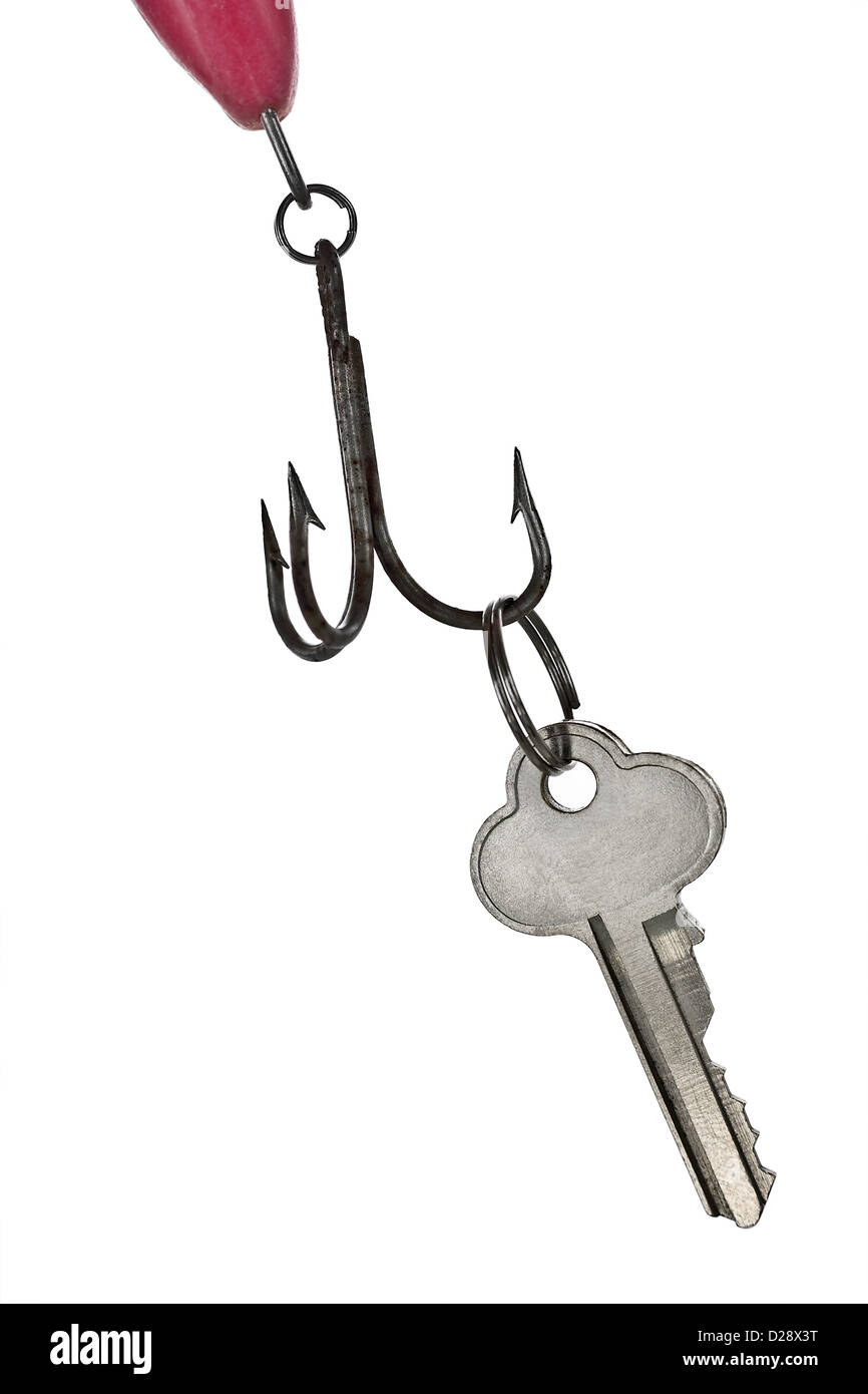 fishing hook and a key Stock Photo