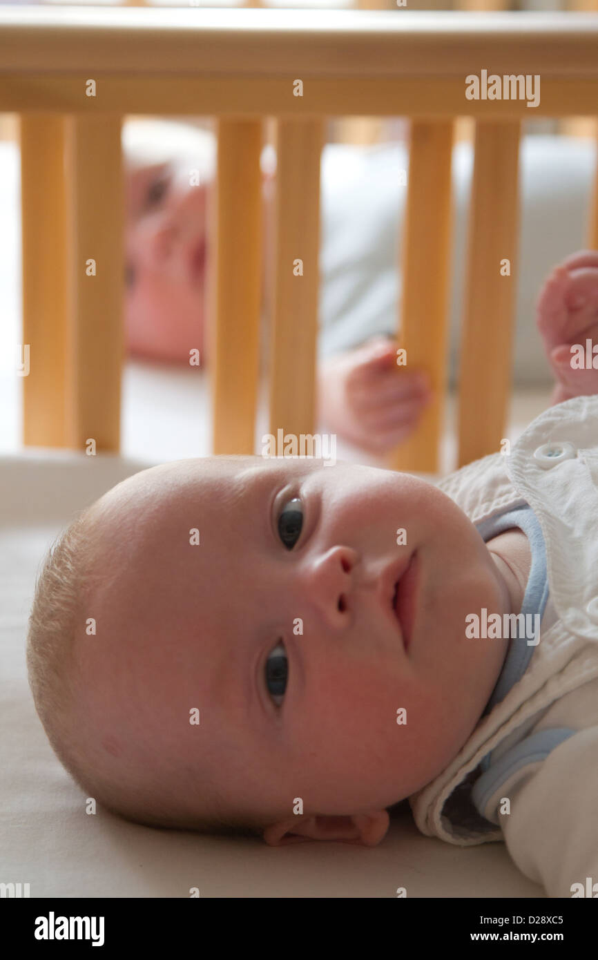 Twin babies in cot Stock Photo Alamy