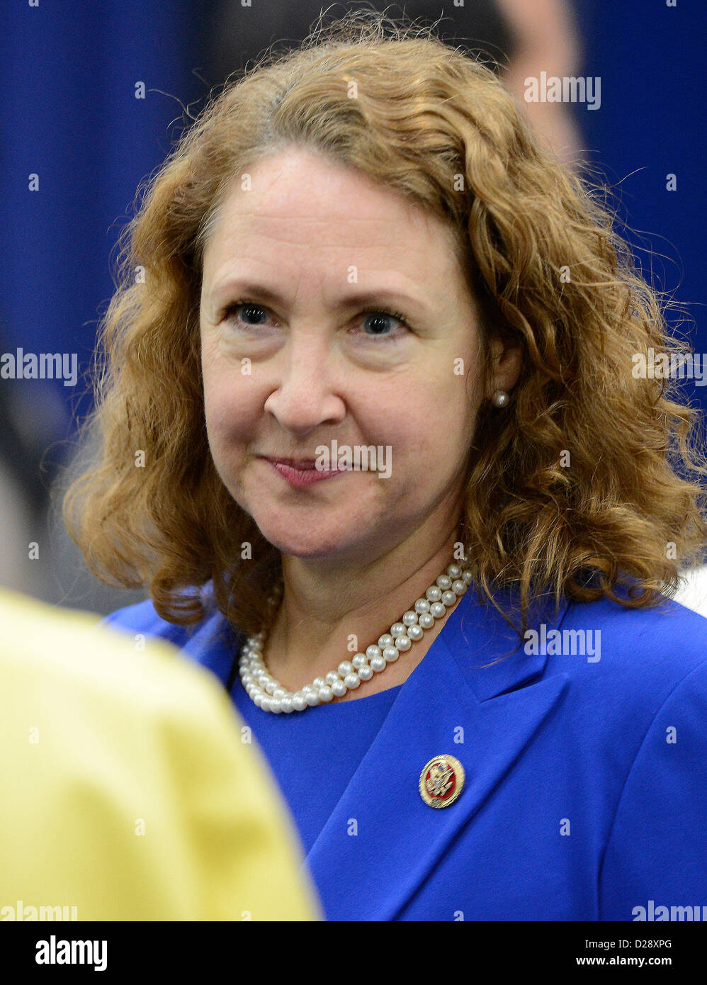 United States Representative Elizabeth Esty (Democrat of Connecticut) attends the remarks of U.S. President Barack Obama and Vice President Joe Biden at an event at the White House in Washington, D.C. to unveil a set of proposals to reduce gun violence on Wednesday, January 16, 2012. .Credit: Ron Sachs / CNP Stock Photo