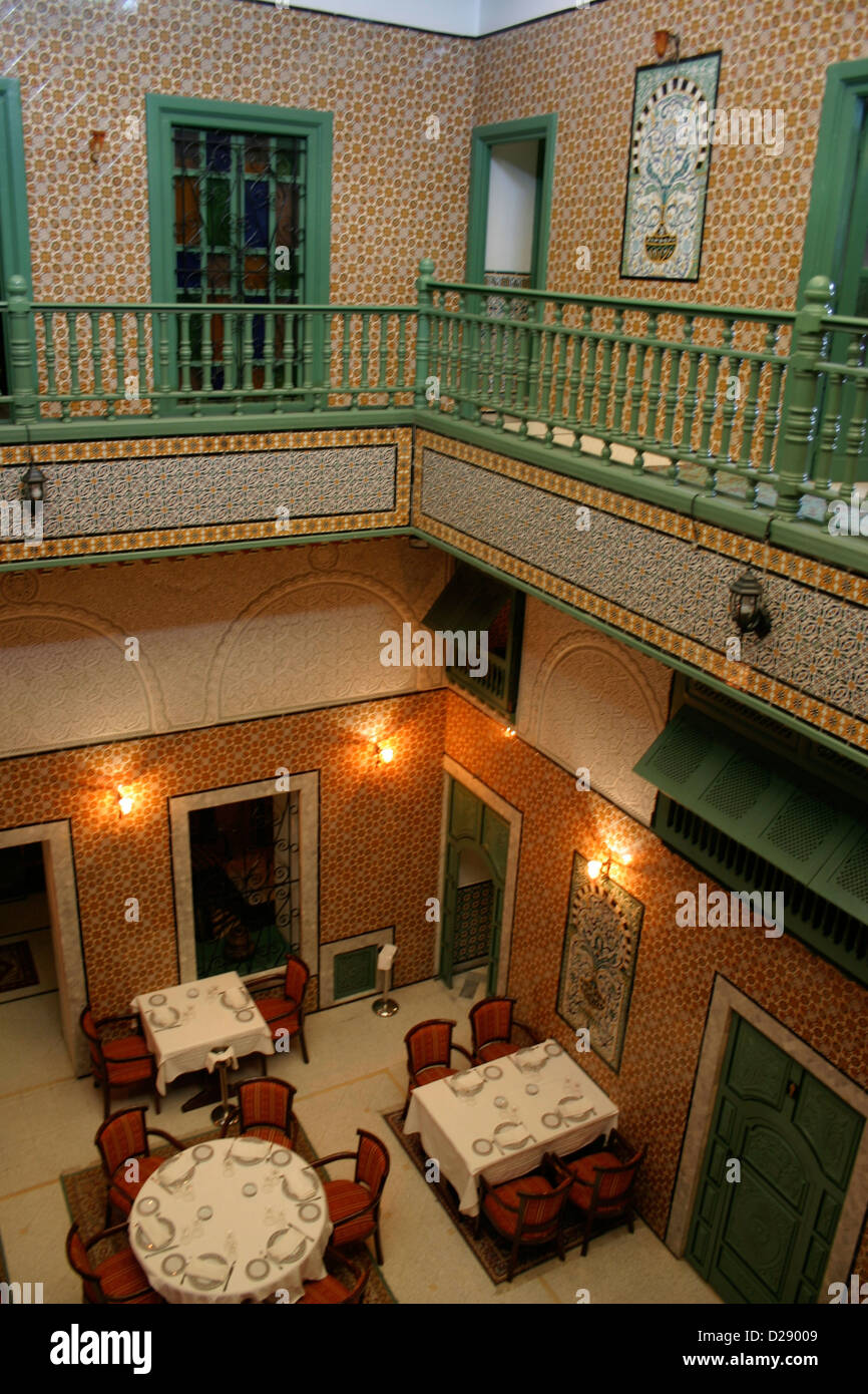 Tunisia, Tunis. Restaurant In The Medina. Formerly 200 Year Old Turkish Palace. Stock Photo
