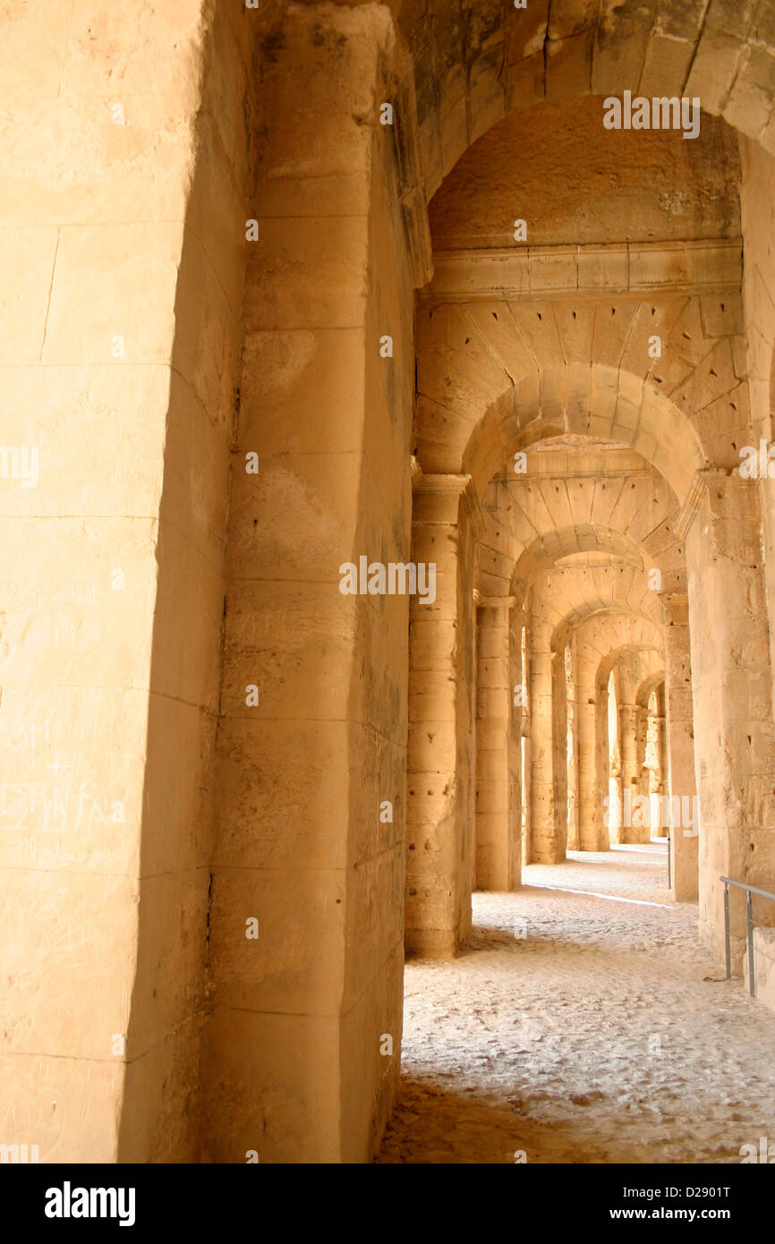 Tunisia, El Jem Colosseum. Roman. Circa 230 A.D. Stock Photo