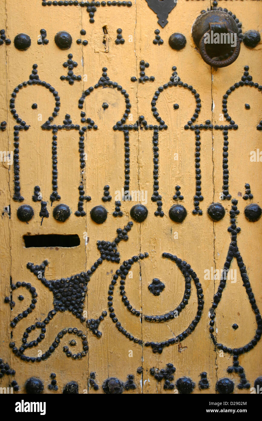 Tunisia, Tunis. Medina. Traditional Doors With Nailhead Designs Stock Photo