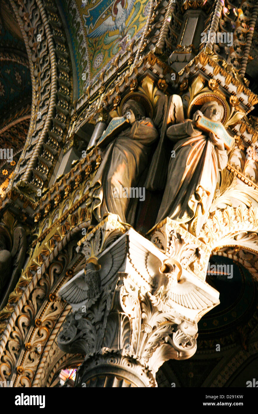 France, Interior Detail Of Basilica De Notre Dame De Fourviere Stock Photo