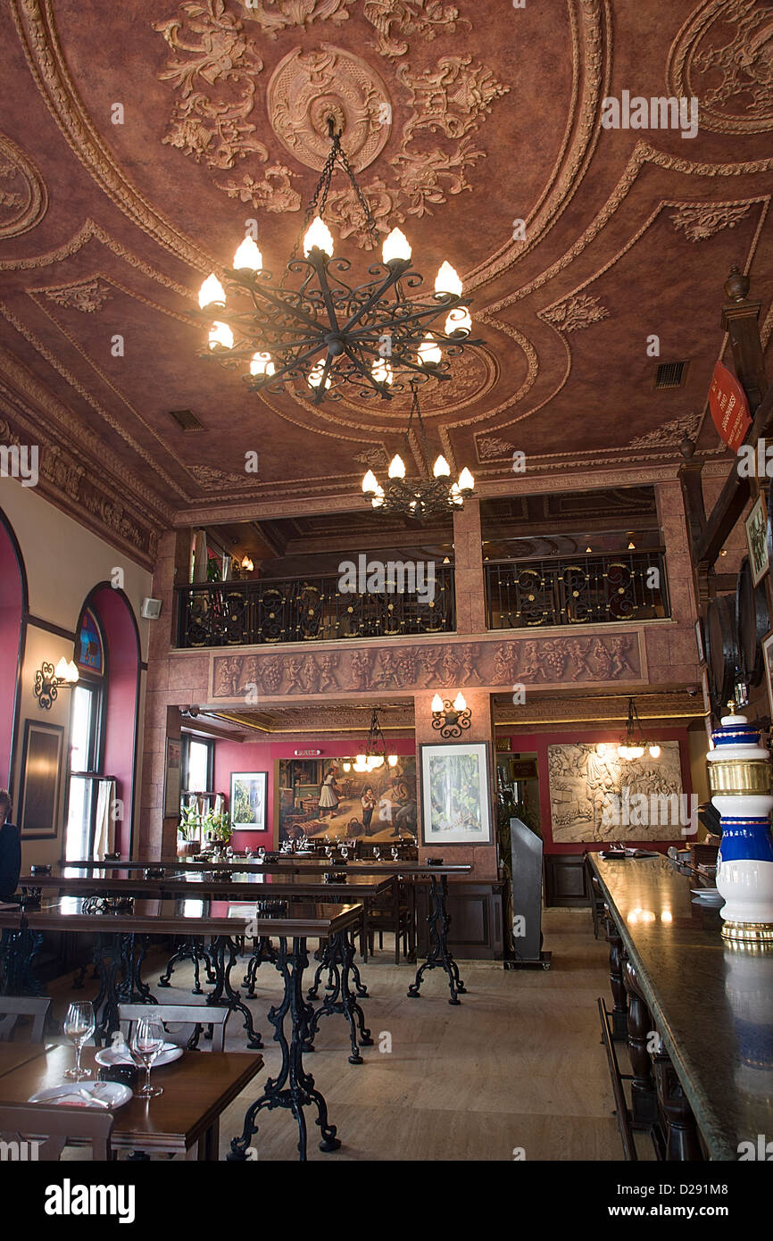 Ornate interior of Pano Restaurant, Beyoglu, Istanbul, Turkey Stock Photo