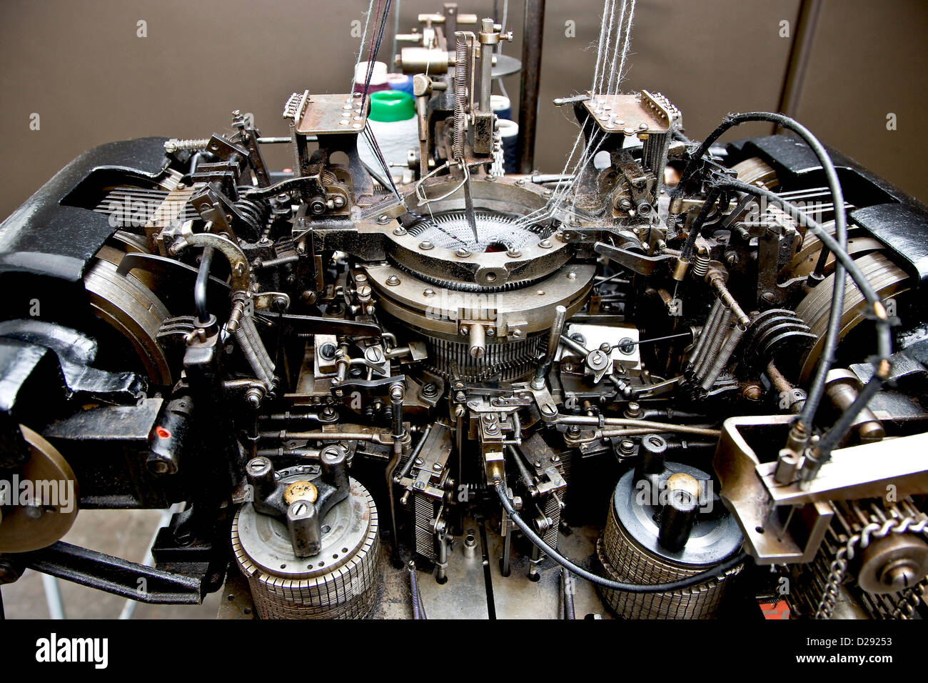 Old mechanical weaving machine Stock Photo Alamy