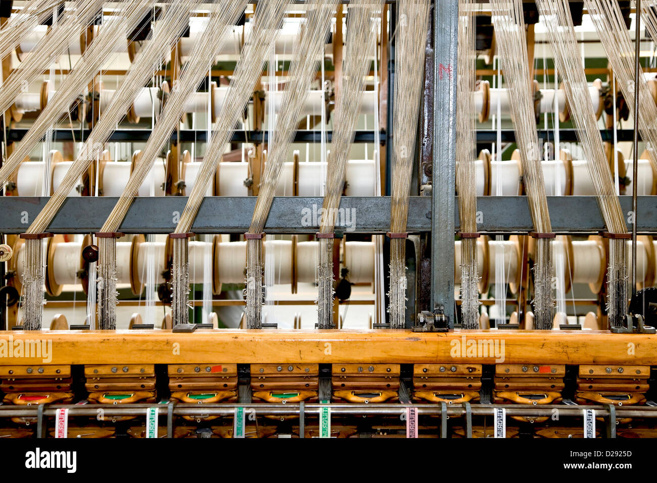 Old mechanical weaving machine Stock Photo Alamy