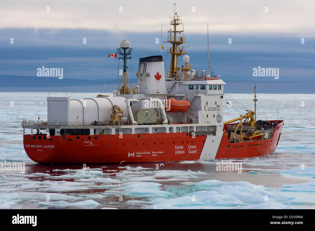 Canadian Coast Guard Icebreaker, Sir Wilfred Laurier, Northwest Passage, Nunavut, Arctic Canada Stock Photo
