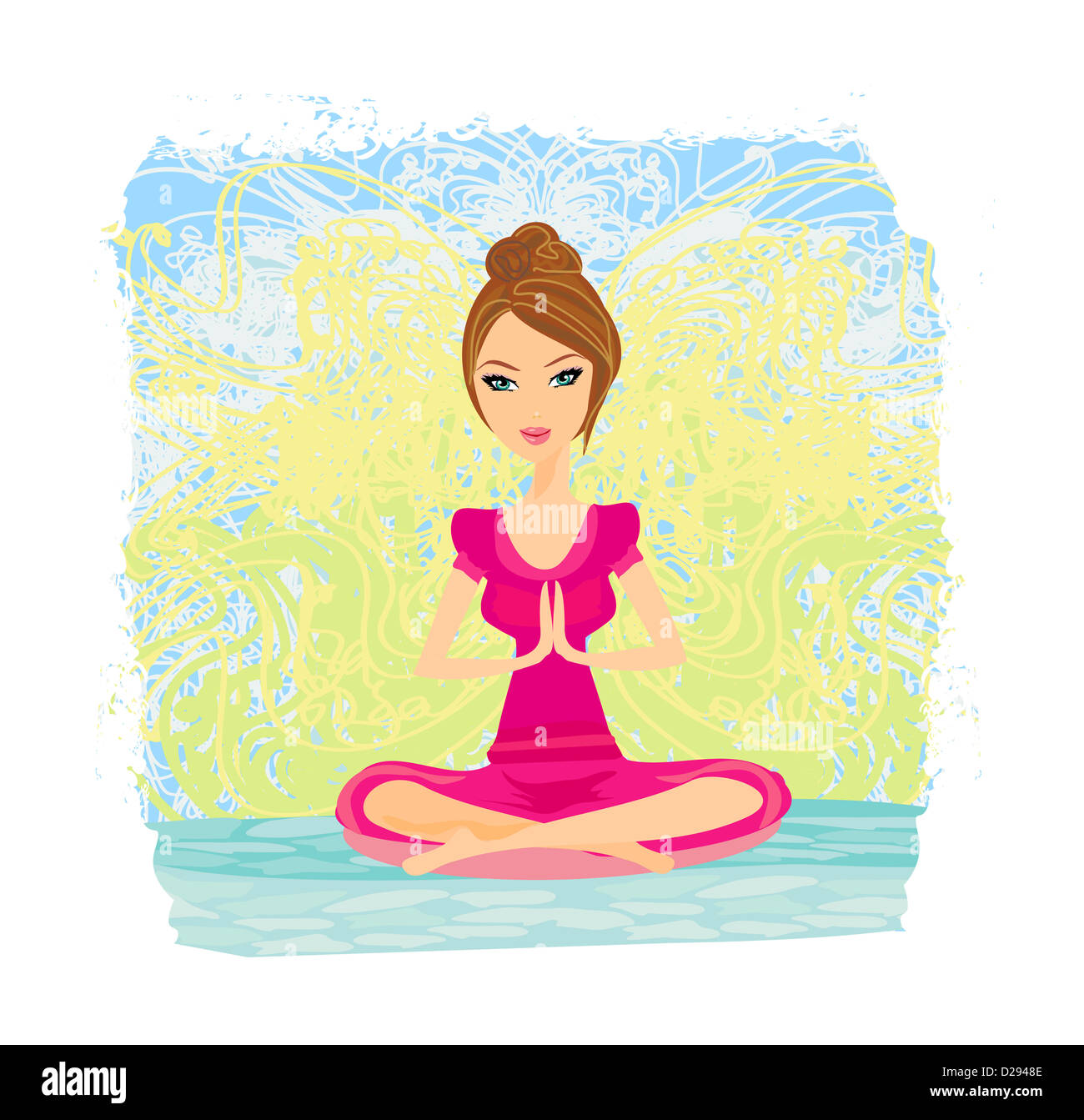 Yoga girl in lotus position Stock Photo - Alamy