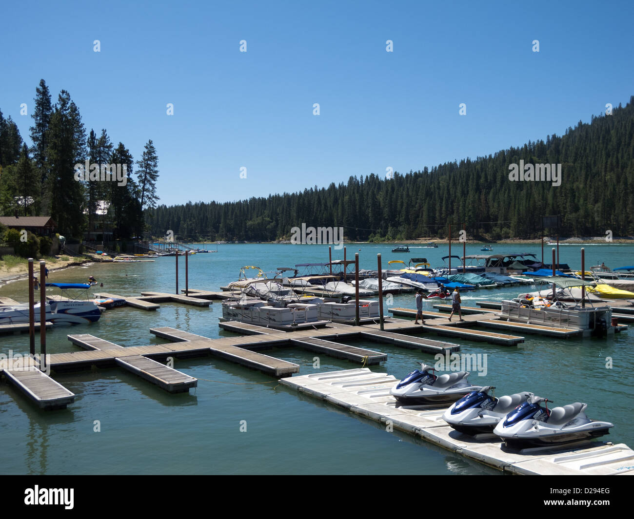 Half empty docks at marina on Bass lake, California, USA Stock Photo Alamy