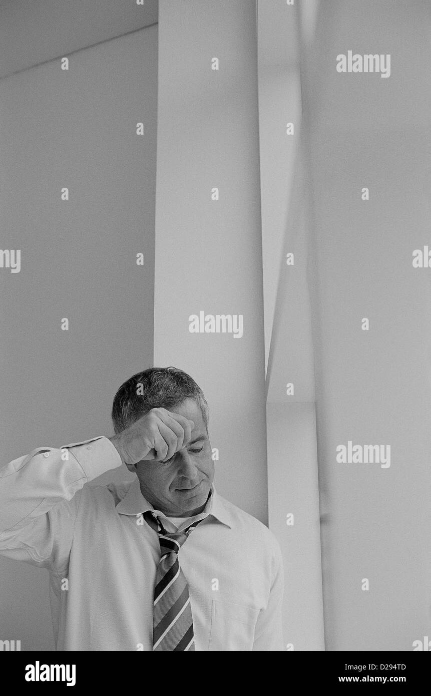 black and white business frustration stress businessman stressed License free except ads and outdoor billboards Stock Photo