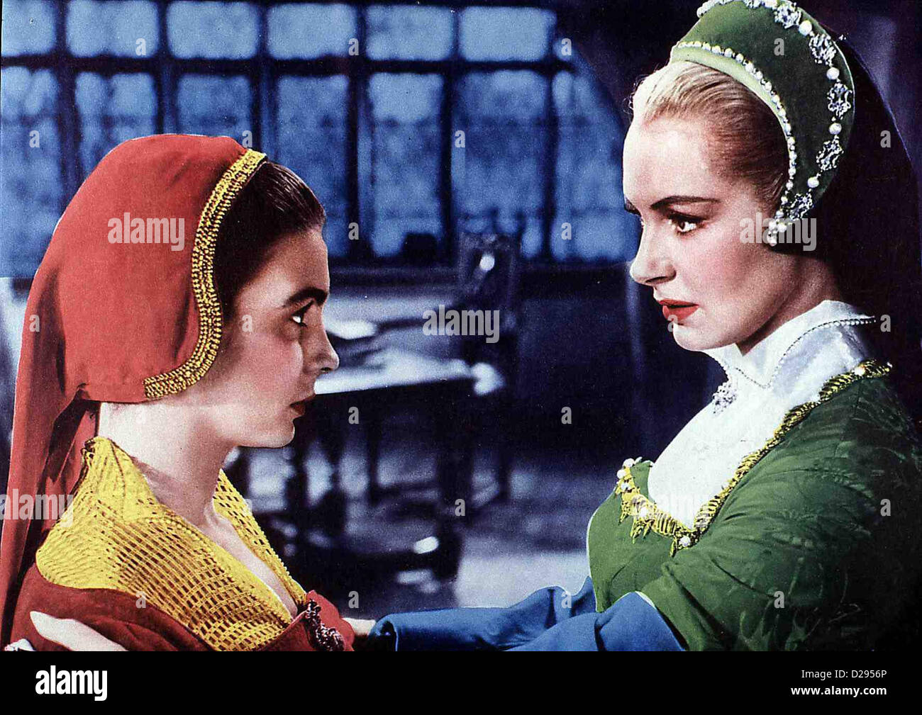 Die Thronfolgerin  Young Bess  Jean Simmons, Deborah Kerr Catherine (Deborah Kerr,r) hat ihre Stieftochter Bess (Jean Simmons) Stock Photo