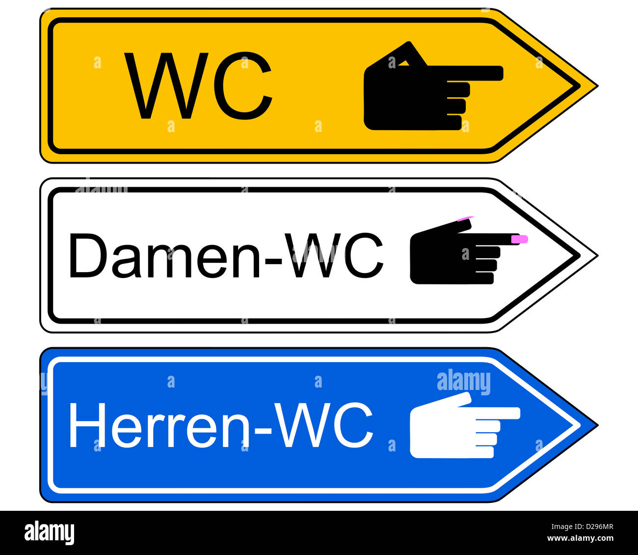 Direction sign WC Stock Photo Alamy