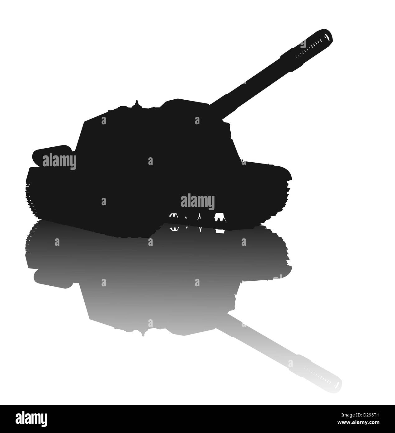 WW2 tank vector silhouette with reflection Stock Photo