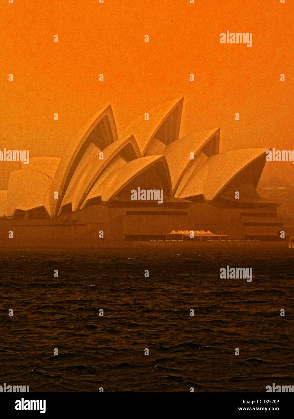 Sydney Opera House during the 2009 Red Dust Storm Stock Photo