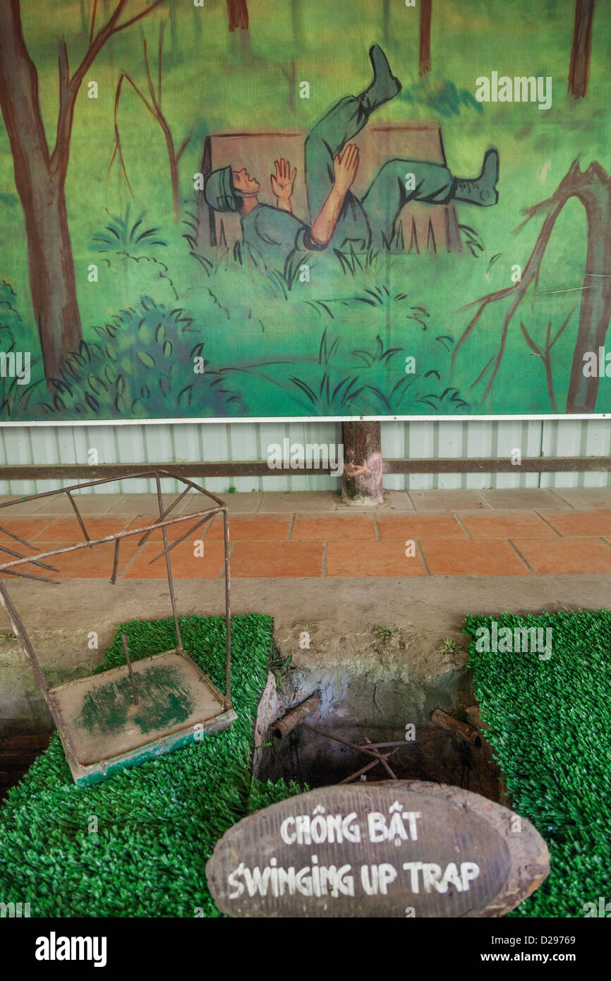 Vietnam, Ho Chi Minh City, Cu Chi Tunnels, Exhibit of Booby Traps Used