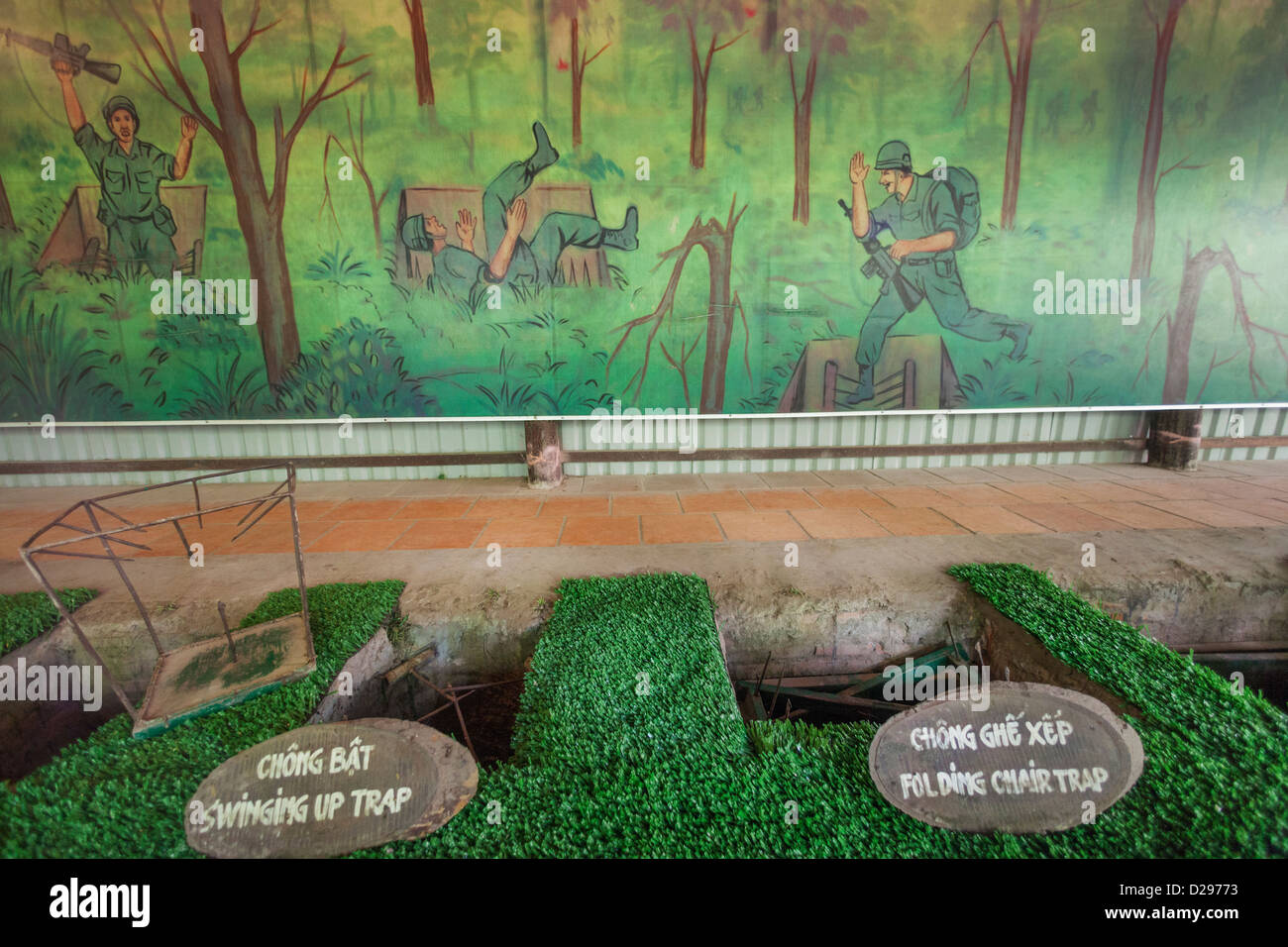 Vietnam, Ho Chi Minh City, Cu Chi Tunnels, Exhibit of Booby Traps Used