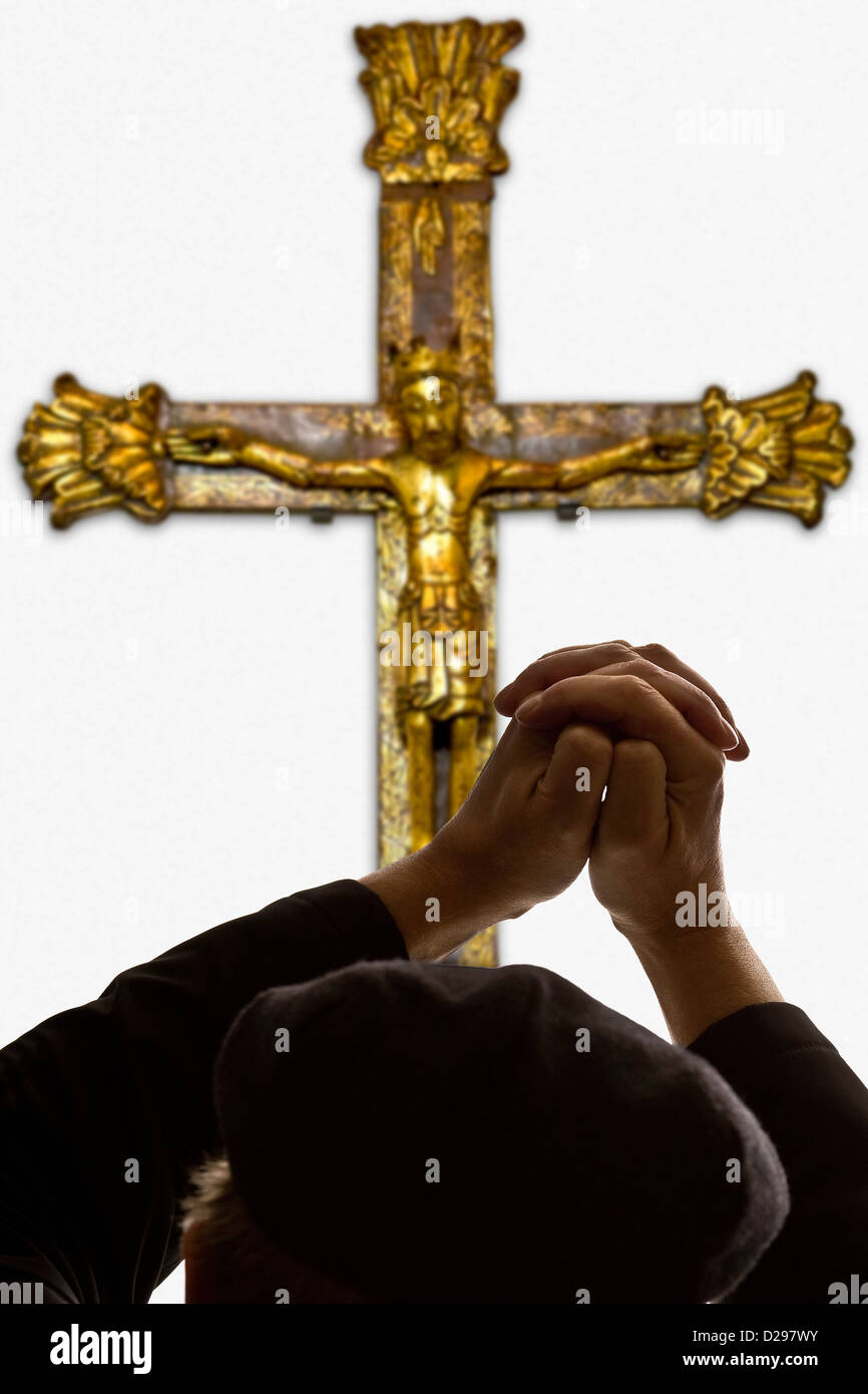 Praying man folded hands hi-res stock photography and images - Alamy