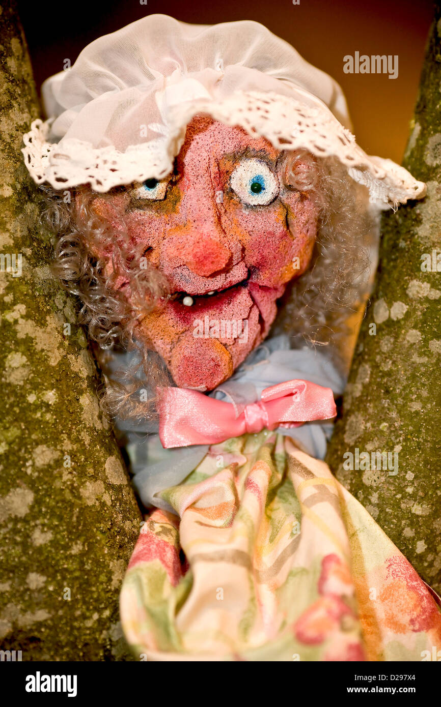 Hand puppet sitting in the tree Stock Photo