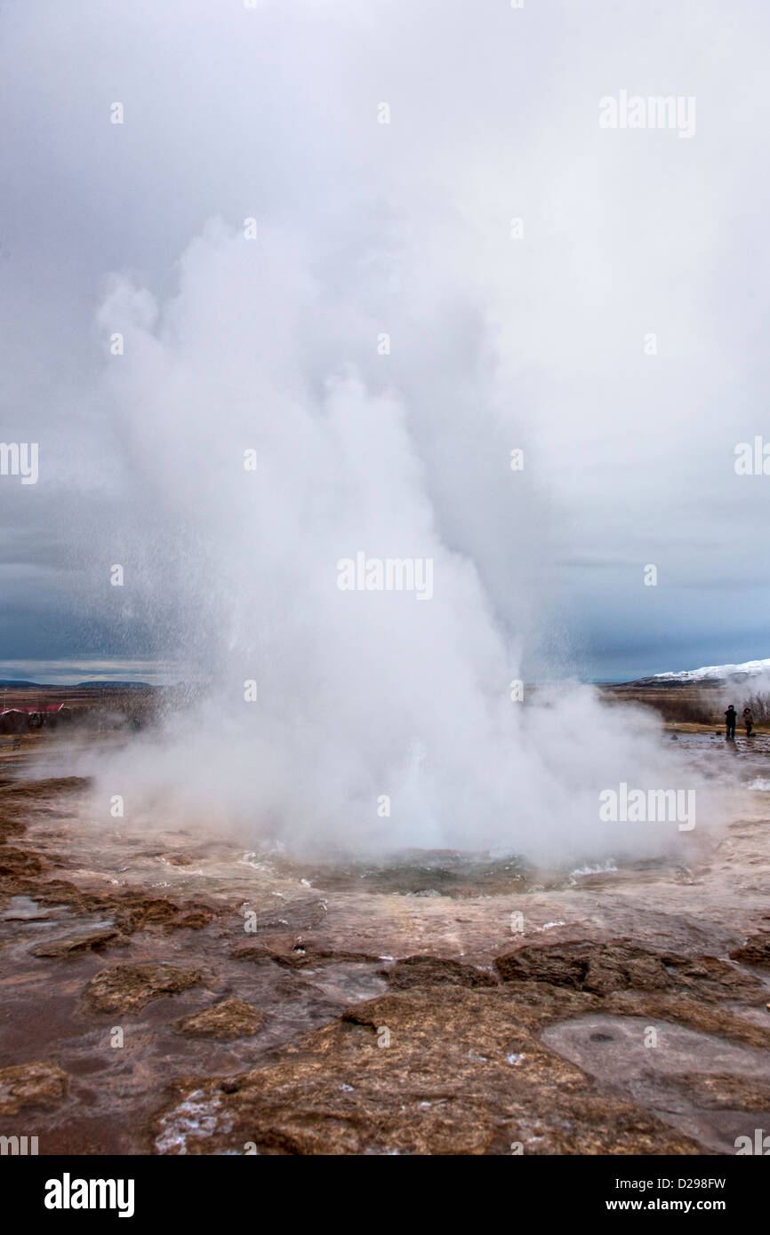 exploding geysir geyser thermal water in Iceland Stock Photo
