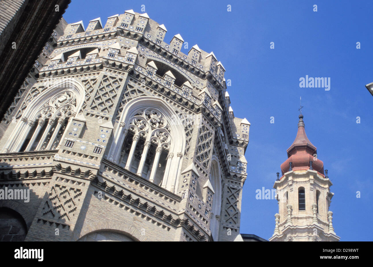 Spain, Zaragoza. La Seo, Mixture Of Architectural Styles. Stock Photo