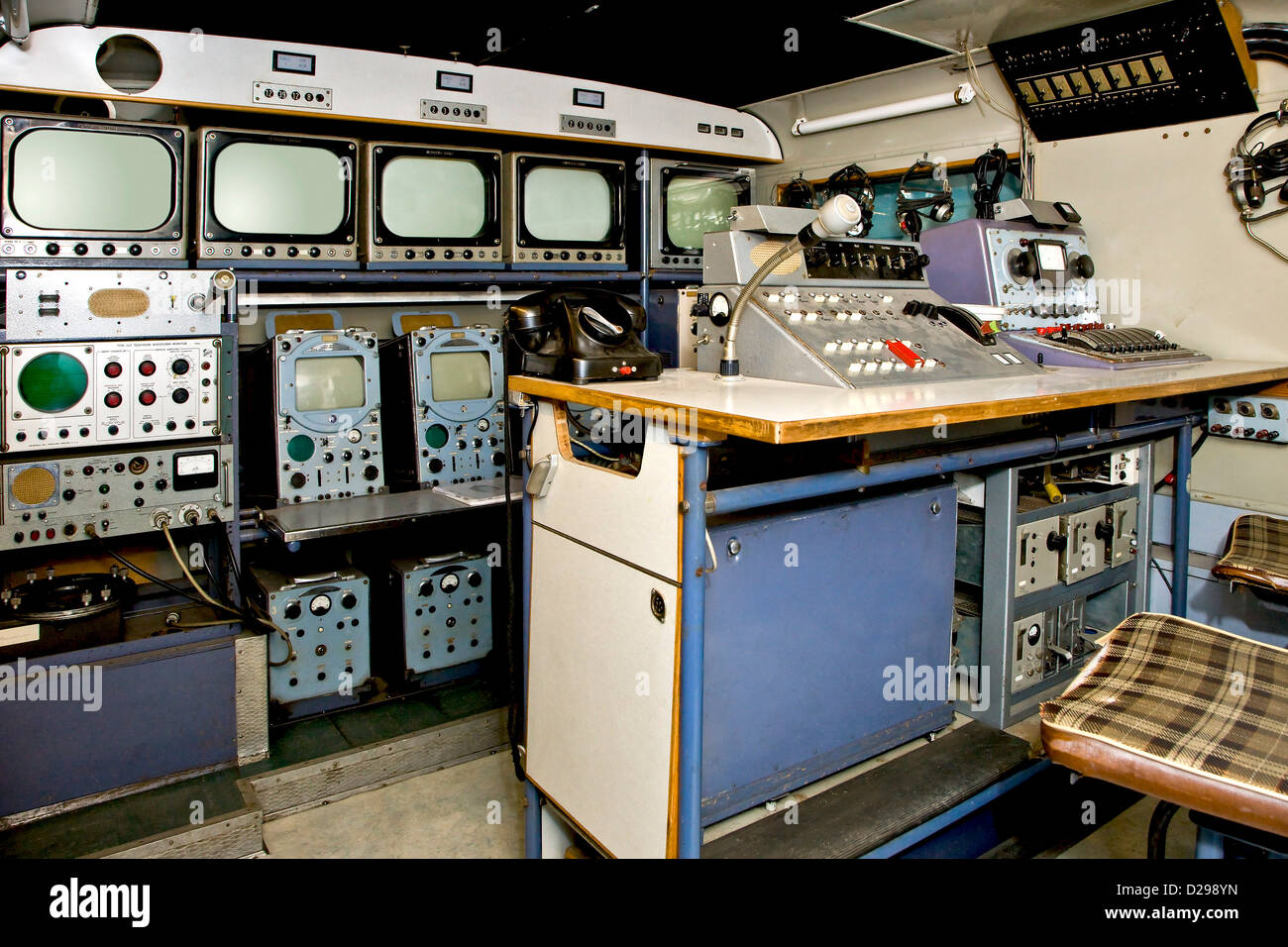 Inside an old broadcast truck from Stock Photo