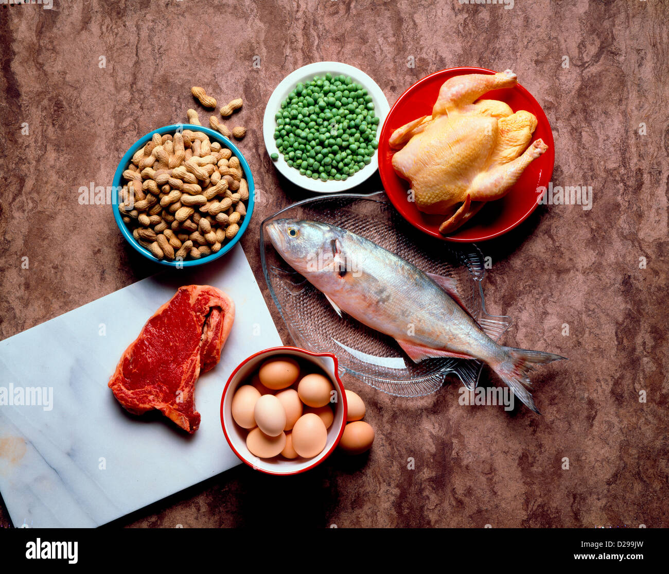 Still Life Of Protein Foods. Stock Photo