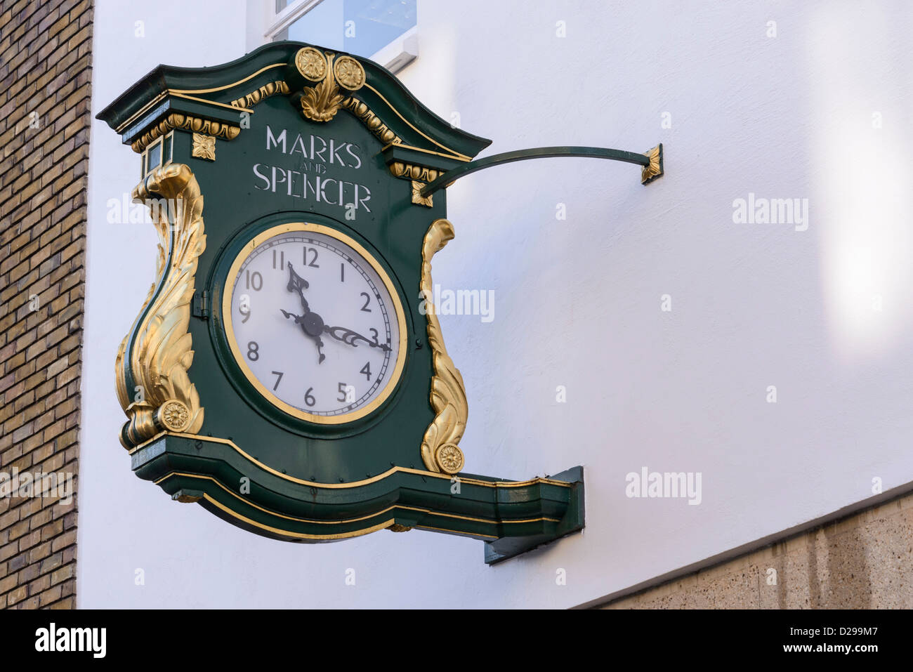Ornate Marks and Spencer clock outside Oxford store, UK Stock Photo Alamy