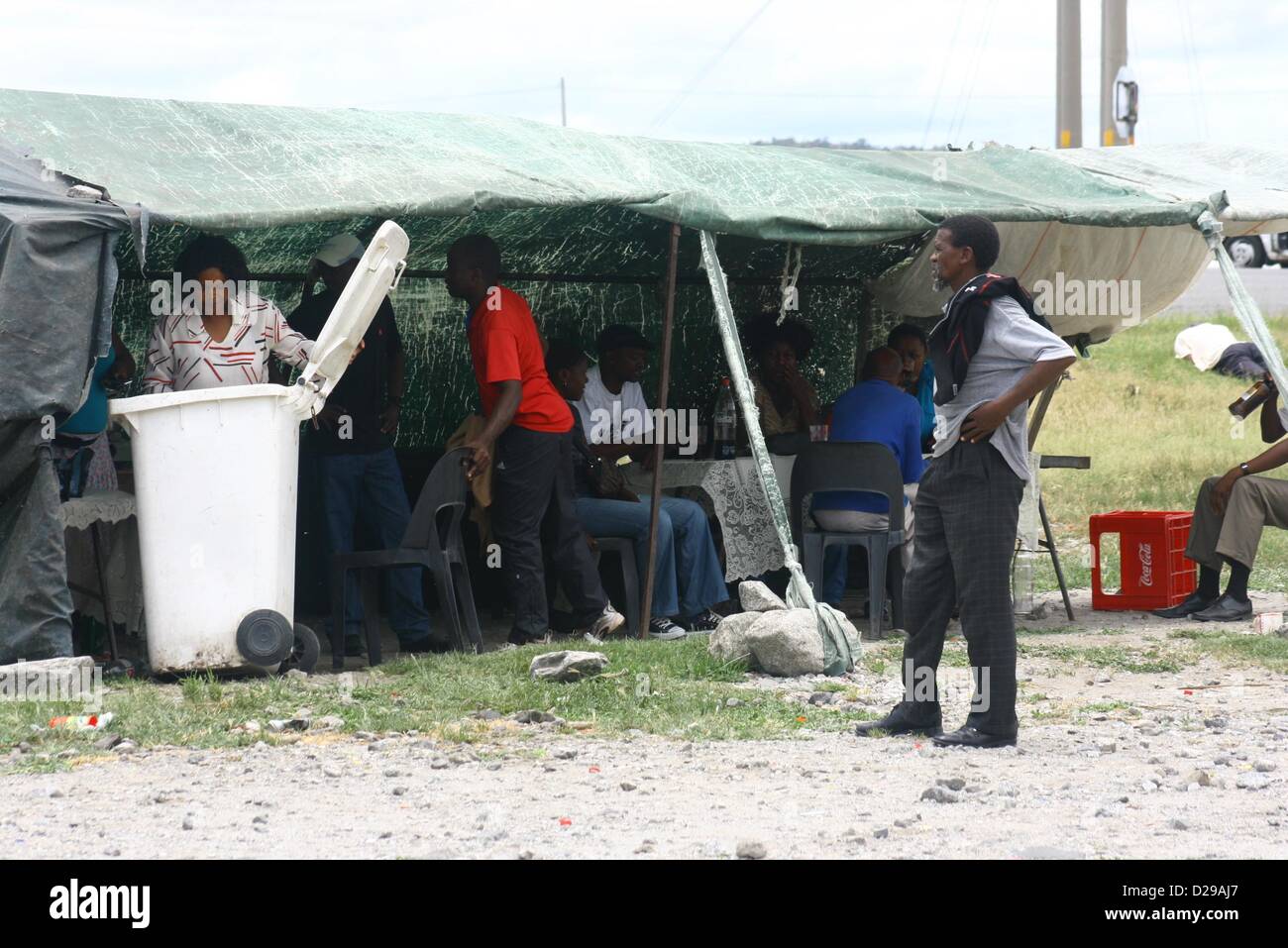 RUSTENBURG, SOUTH AFRICA – Mineworkers protest outside the Khomanani ...