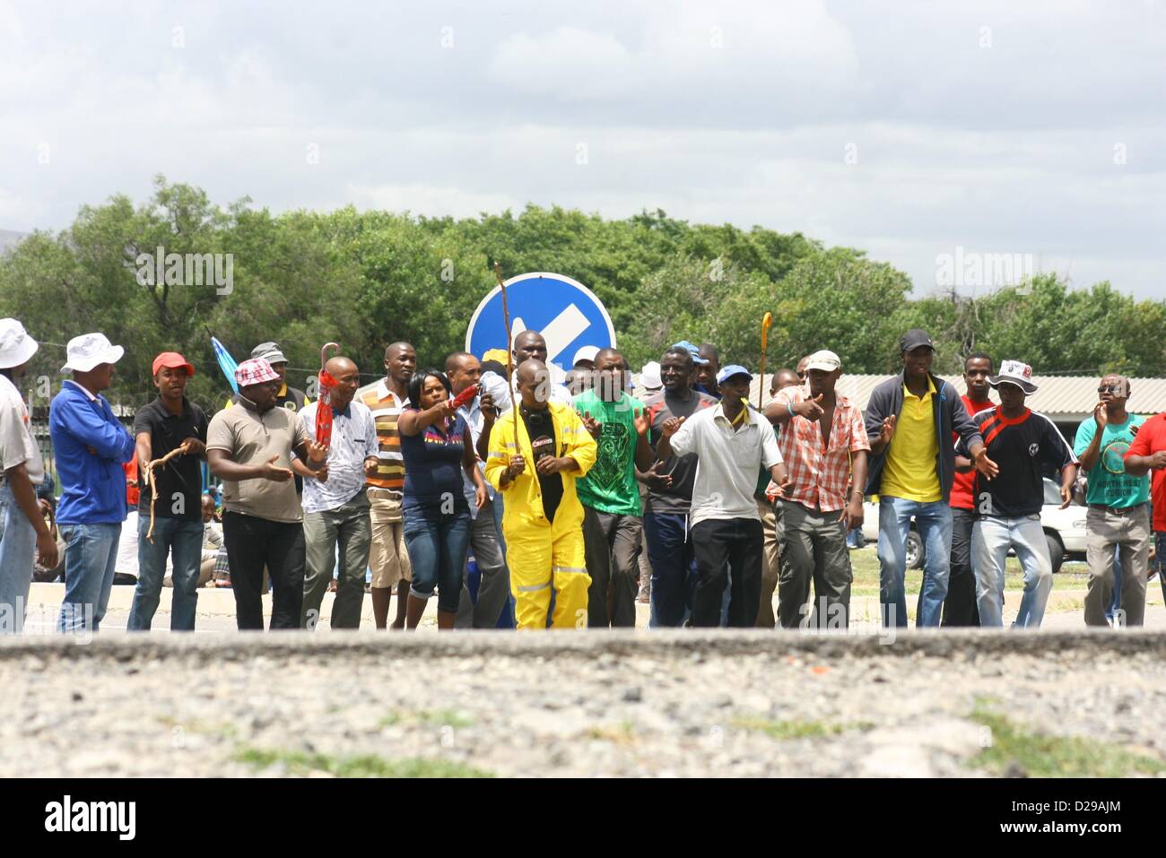 RUSTENBURG, SOUTH AFRICA – Mineworkers protest outside the Khomanani ...