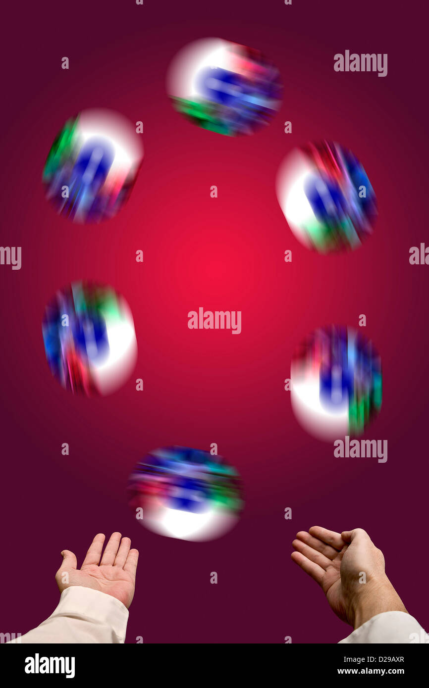 Juggling with six balls Stock Photo Alamy