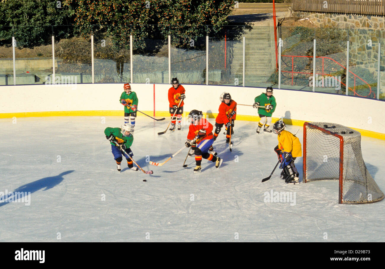 Maryland, Chevy Chase. Youth Hockey Game. Stock Photo