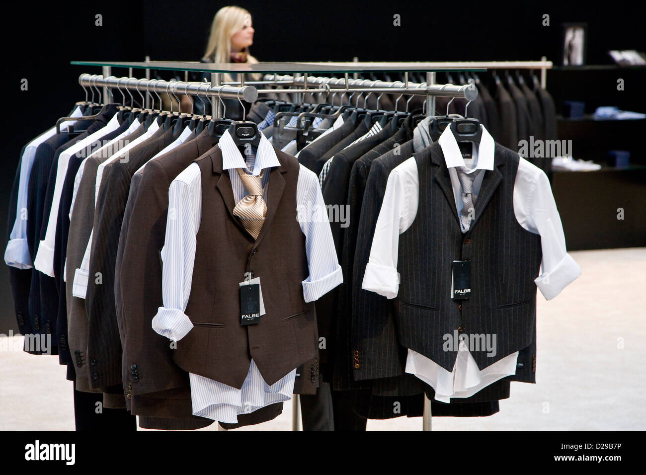 Rack of mens suits Stock Photo