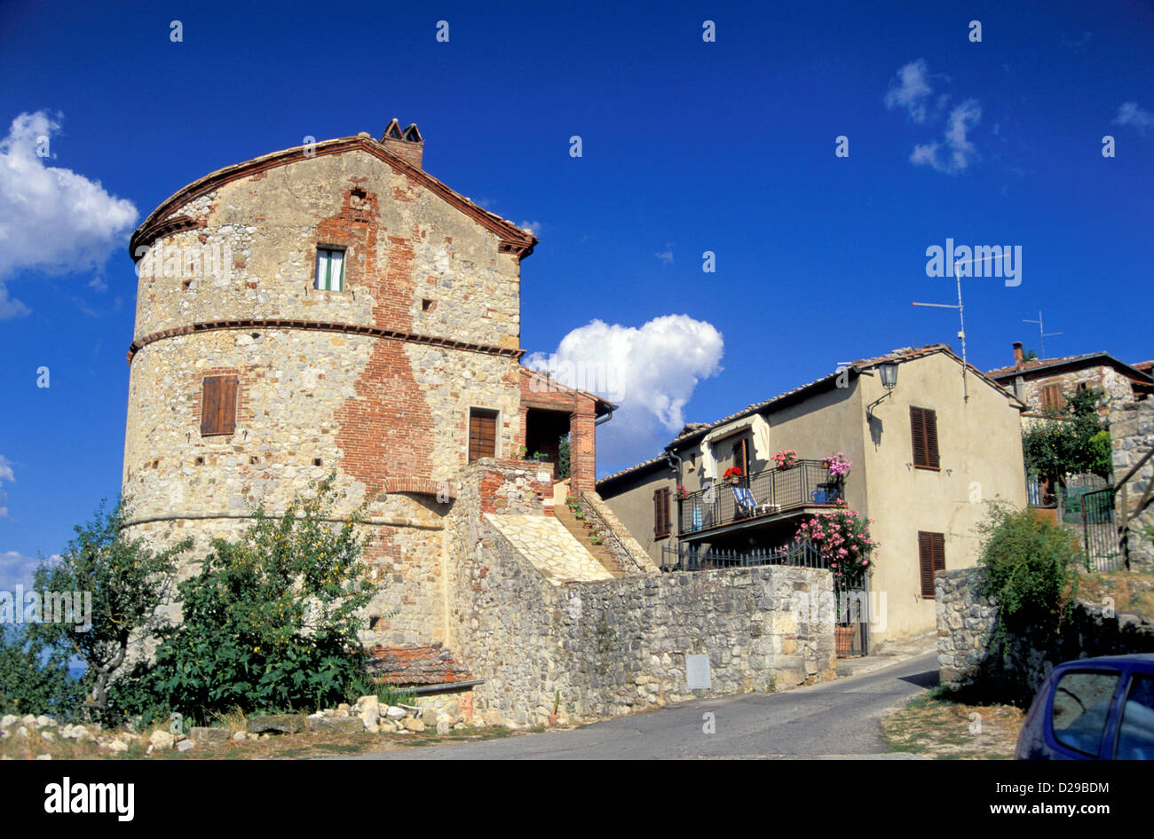 Italy. Monte Follonico. 14Th Century House. Stock Photo