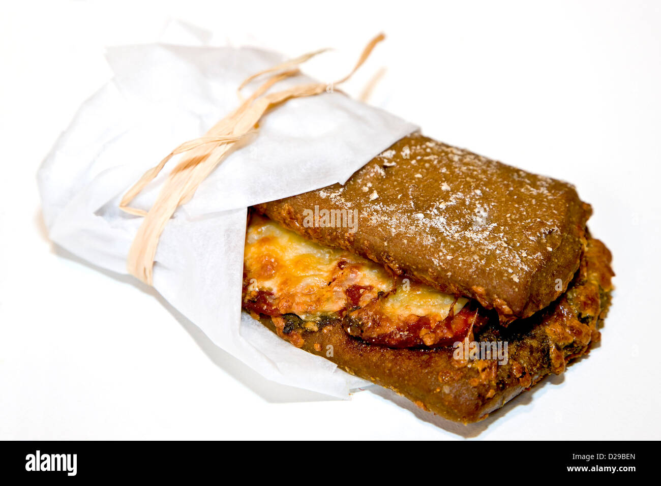 Wrapped up pizza cake Stock Photo Alamy