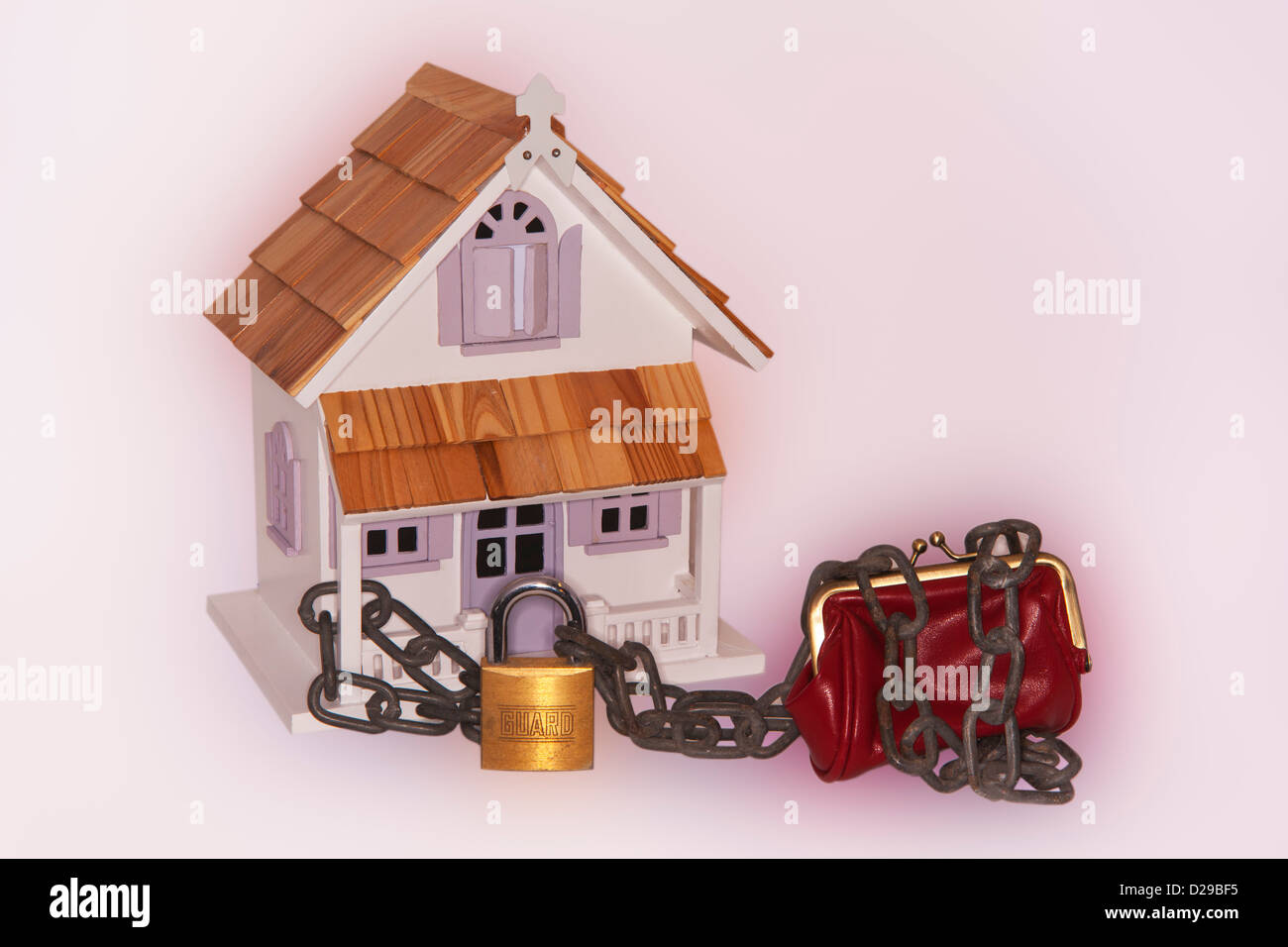 Concept, property market, chain, negative equity home house Stock Photo