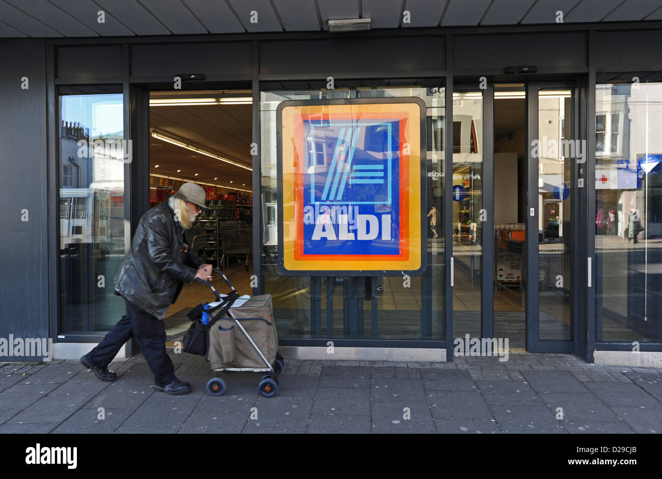 Aldi supermarket store in London Road Brighton UK Stock Photo