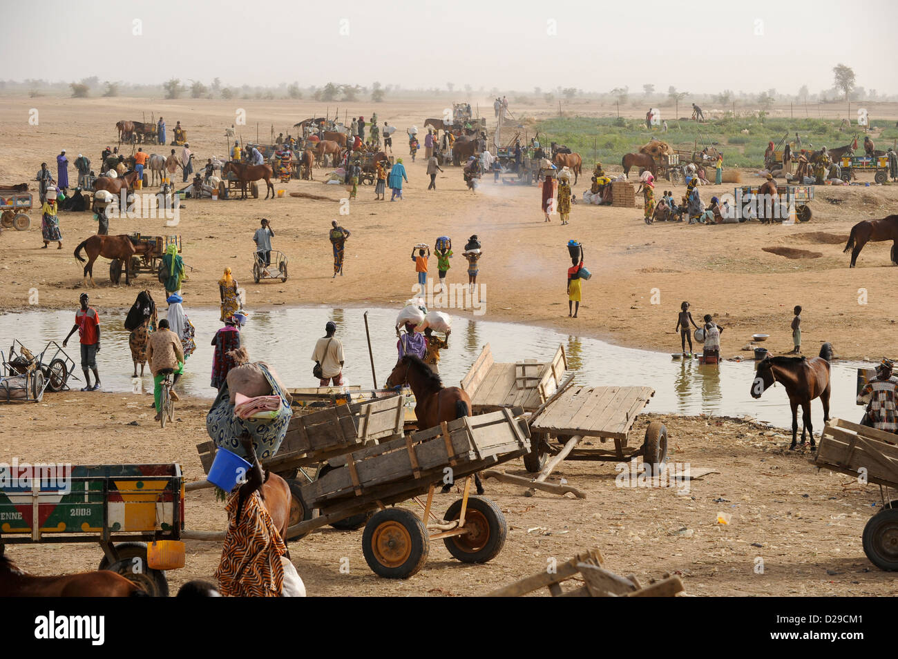 Africa, Mali, market day in Djenné at river Bani Stock Photo