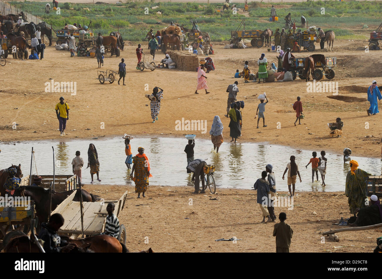 Africa, Mali, market day in Djenné at river Bani Stock Photo