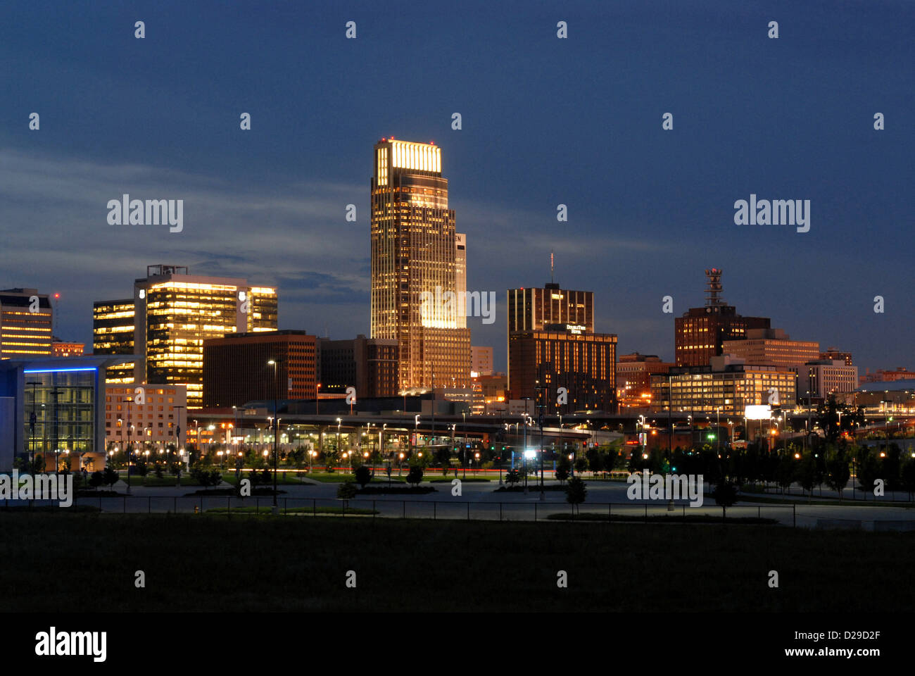 Omaha, Nebraska skyline at night Stock Photo Alamy