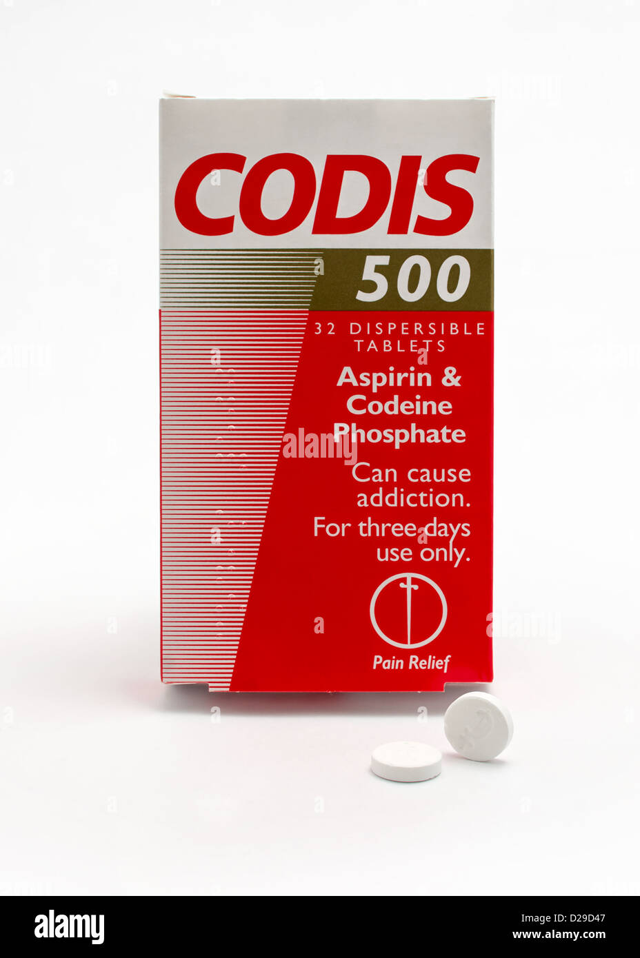 A carton of Codis - a pain relief treatment containing codeine phosphate and aspirin. Stock Photo