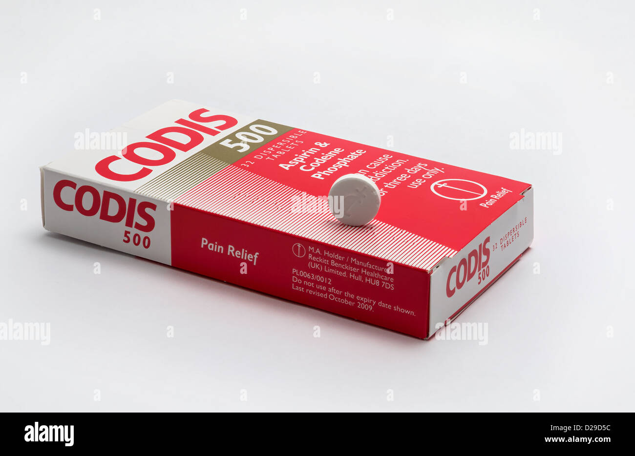 A carton of Codis - a pain relief treatment containing codeine phosphate and aspirin. Stock Photo