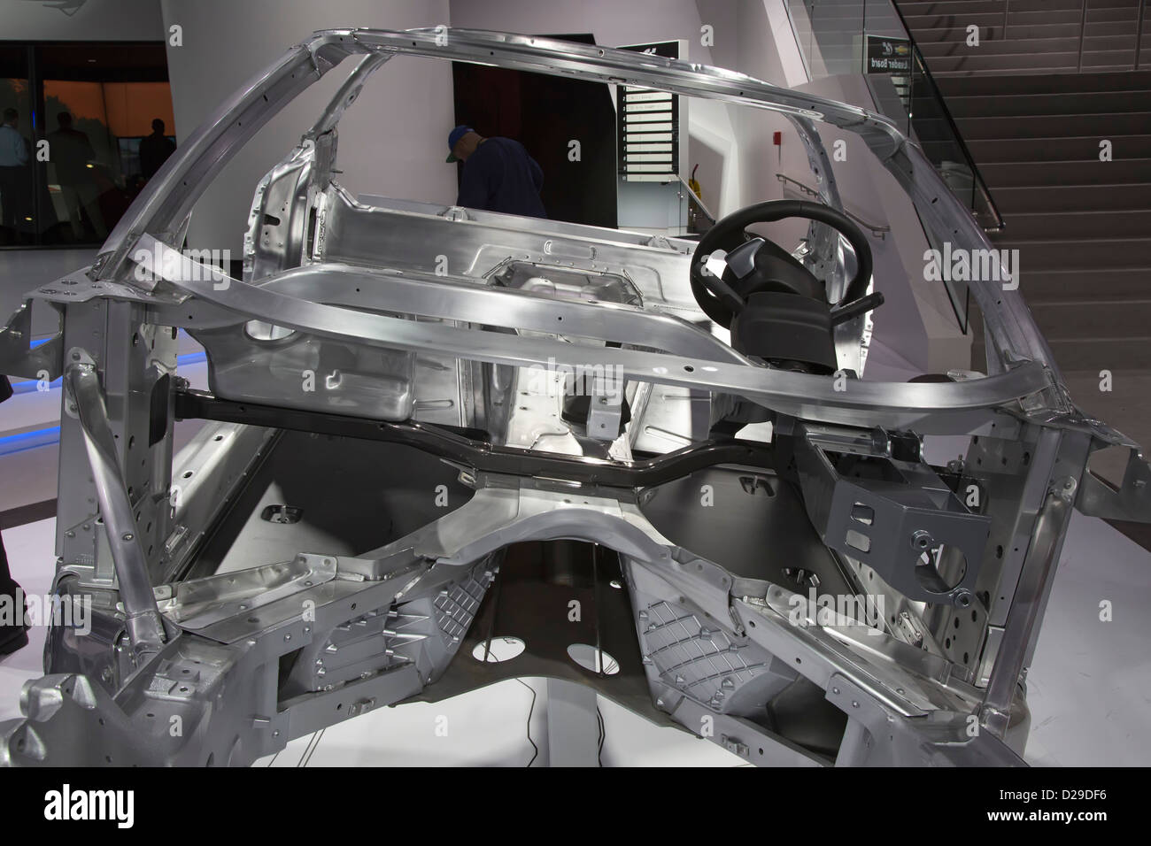 Detroit, Michigan - The aluminum frame of a Chevrolet Corvette on display at the North American International Auto Show. Stock Photo
